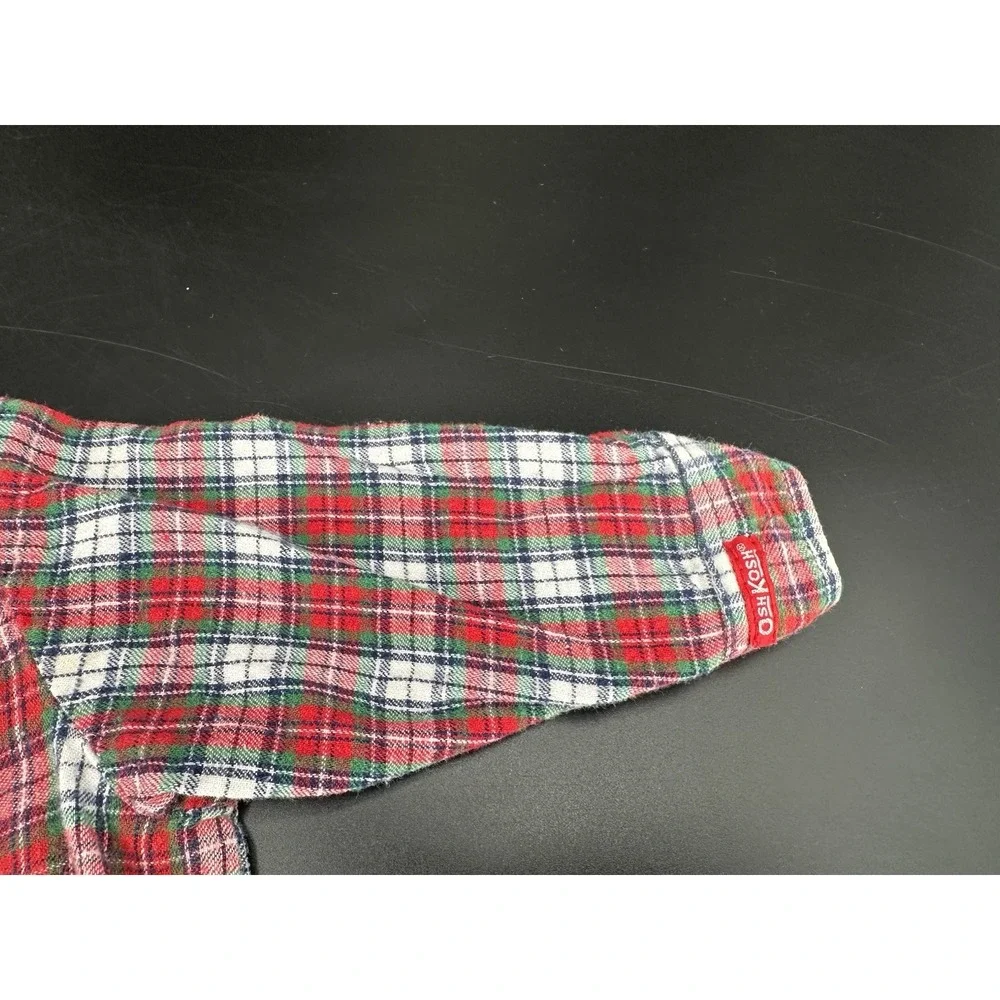 VTG Osh Kosh Bgosh Red Plaid Button Up Shirt‎  Cotton Kids Sz 18 Months